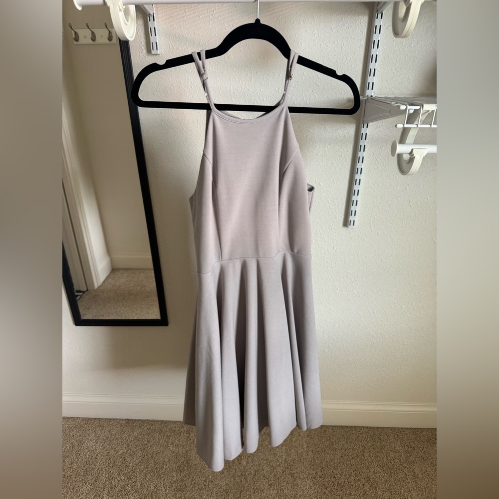 Lulu's Highneck Skater Gray Dress